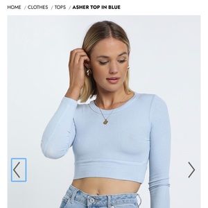 NWT Showpo Asher Top in Blue Crop Long Sleeve